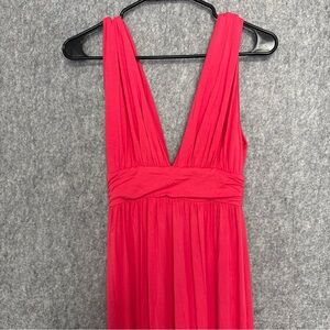 LOVERS FRIENDS Shift Dress Zip Sleeveless Maxi V-Neck Pink XS